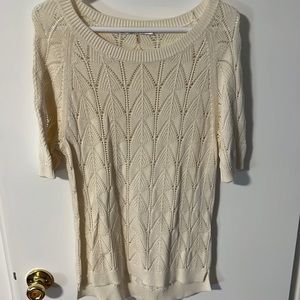 Women’s Trina Turk Cream Short-Sleeve Sheer Blouse - Size Medium